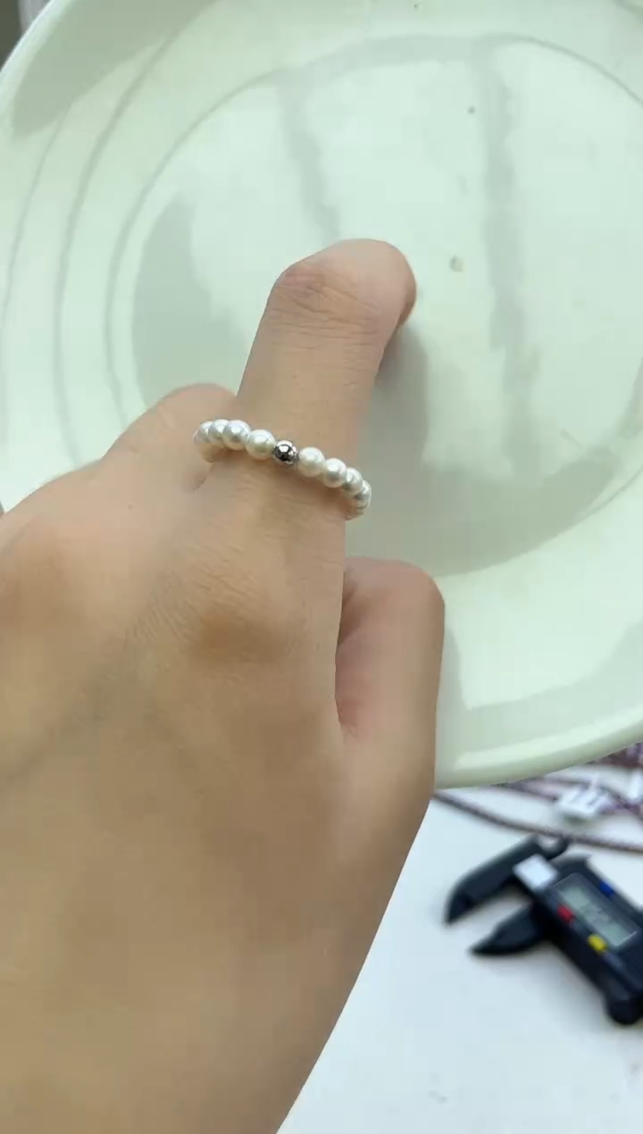 未镶嵌戒指淡水珍珠白色系小米戒指