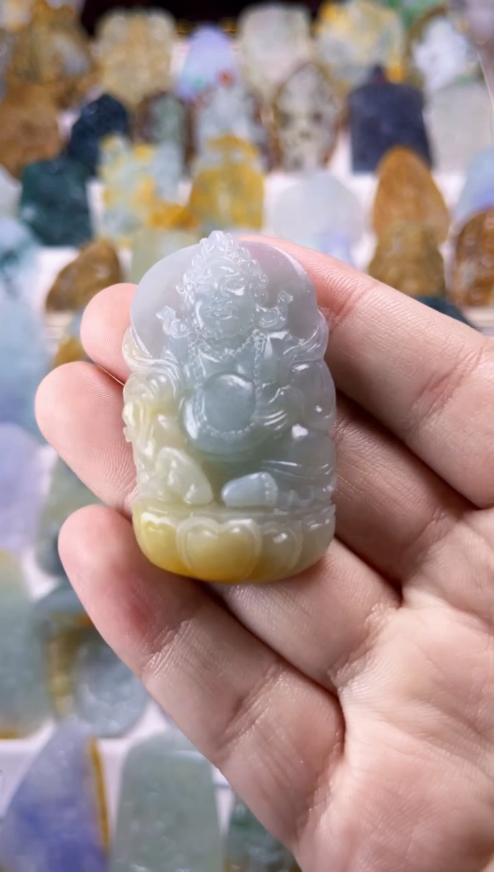 未镶嵌定制翡翠昆****眉毛货定制财神 不退不换