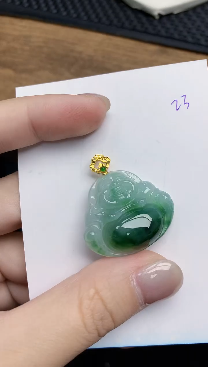 【闪购商品】翡翠颈饰18K金镶嵌天然翡翠A货