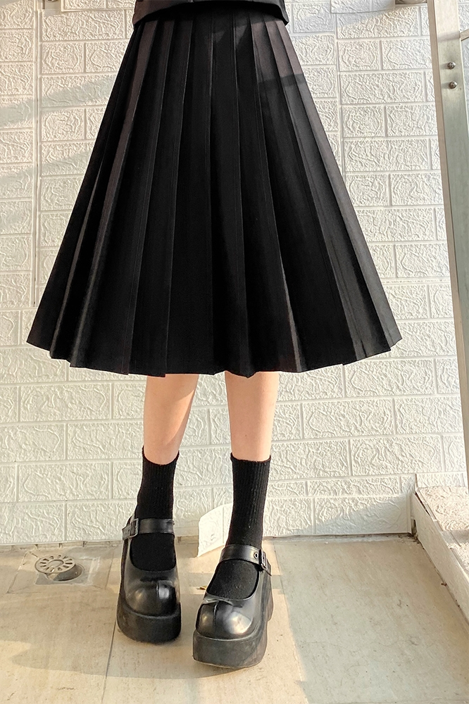 日系不良JK制服长裙正统版学生百褶裙纯色jk裙半身裙a字短裙39cm