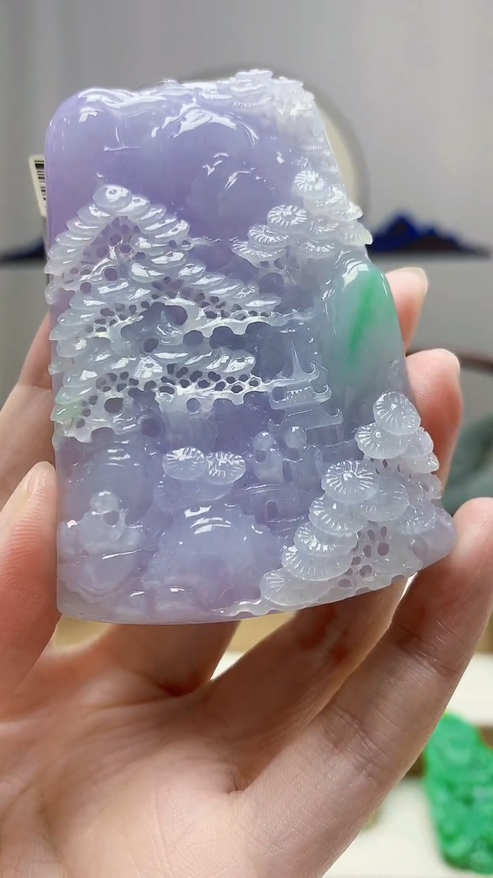 未镶嵌定制翡翠4688zm-毛货挂件山水135