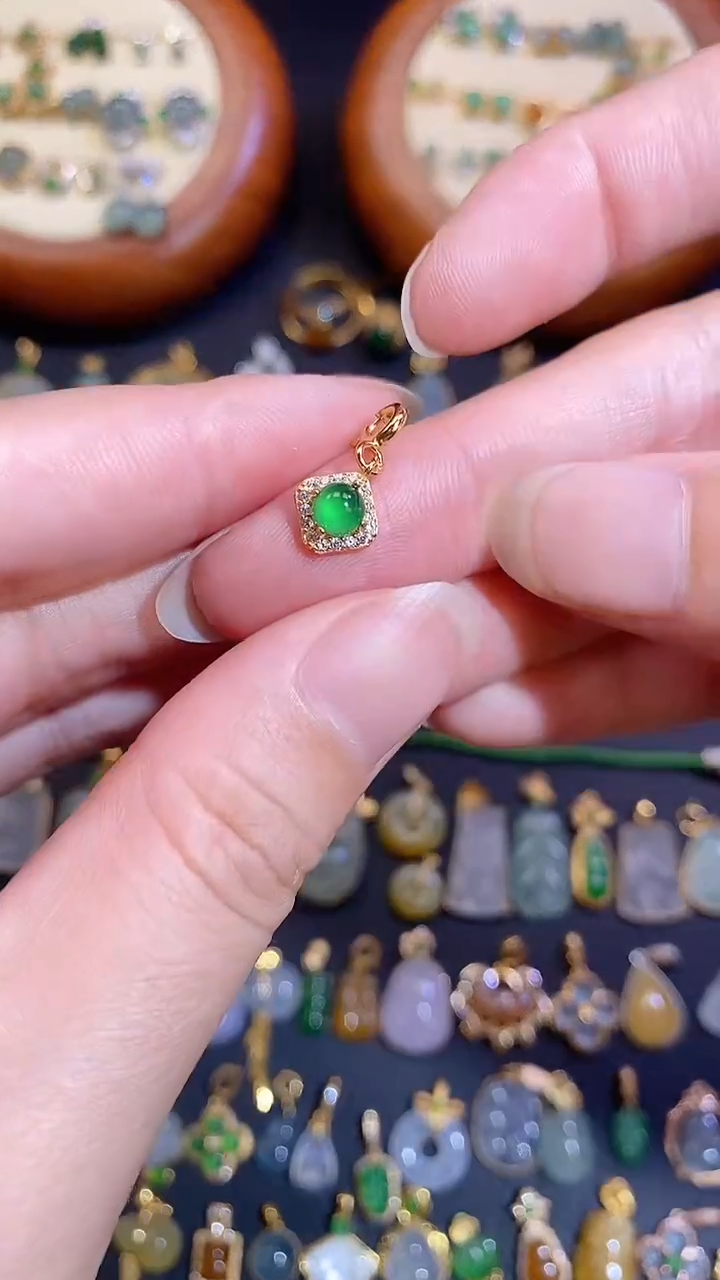 翡翠银S925镶嵌颈饰天然A货翡翠