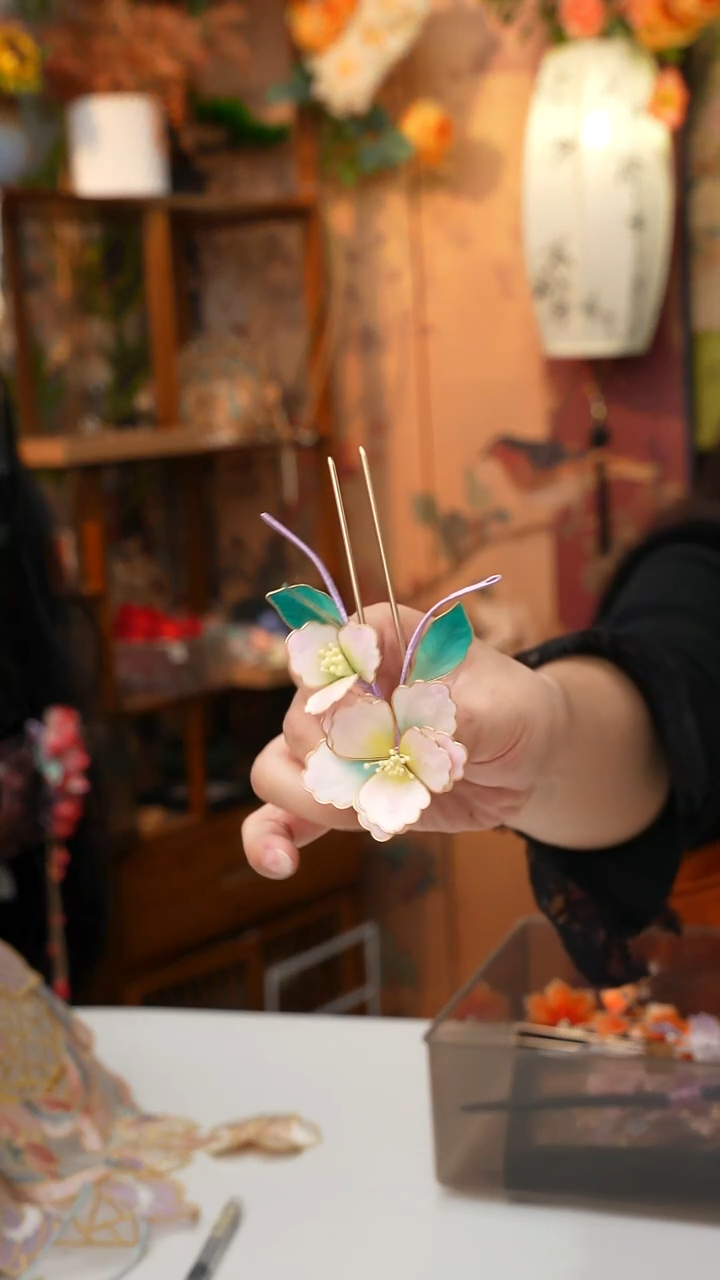 铜合金无锦簪阁非遗绒花