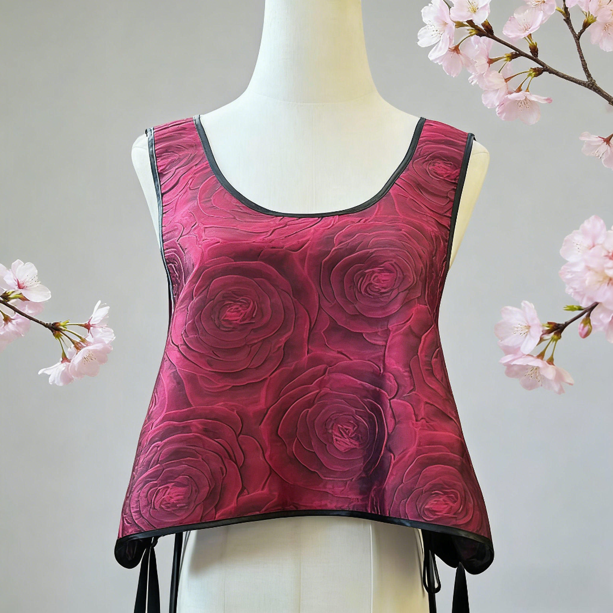 2025年春夏款 立体提花显瘦玫瑰红马甲套装 25160