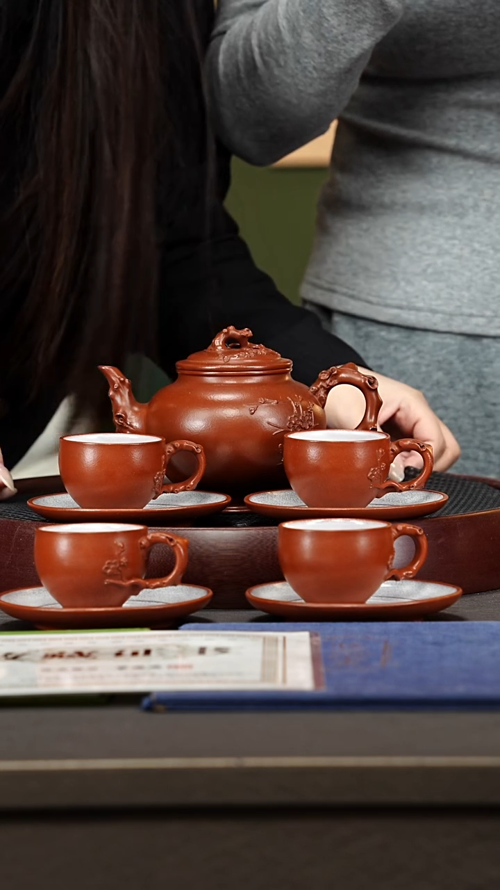 茶壶紫砂96GHR咏梅套组 红皮龙500cc