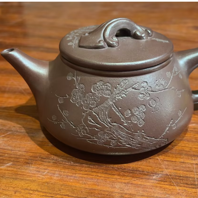 【前墅龙窑】汪老师 紫泥 梅花石瓢 约330CC  紫砂壶