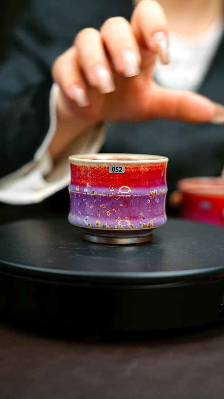 052#原矿钧瓷炉钧釉竹节杯