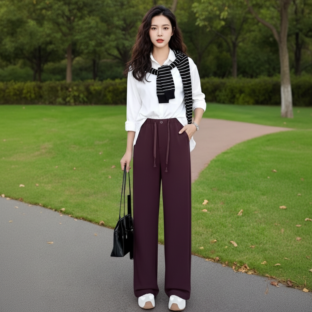 祥好服饰  时尚百搭阔腿裤直筒裤 619