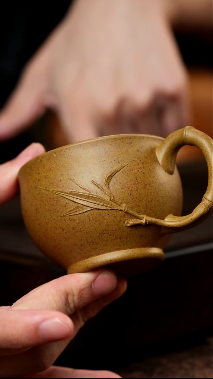 宜兴紫砂柴烧竹节杯