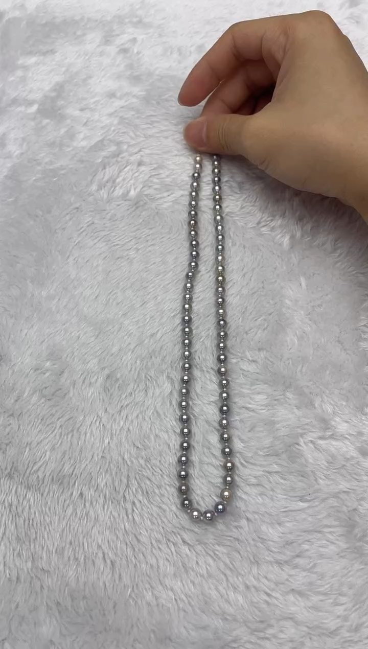 海水珍珠银S925镶嵌项链AK真多麻5.5-6mm（多样性发一）