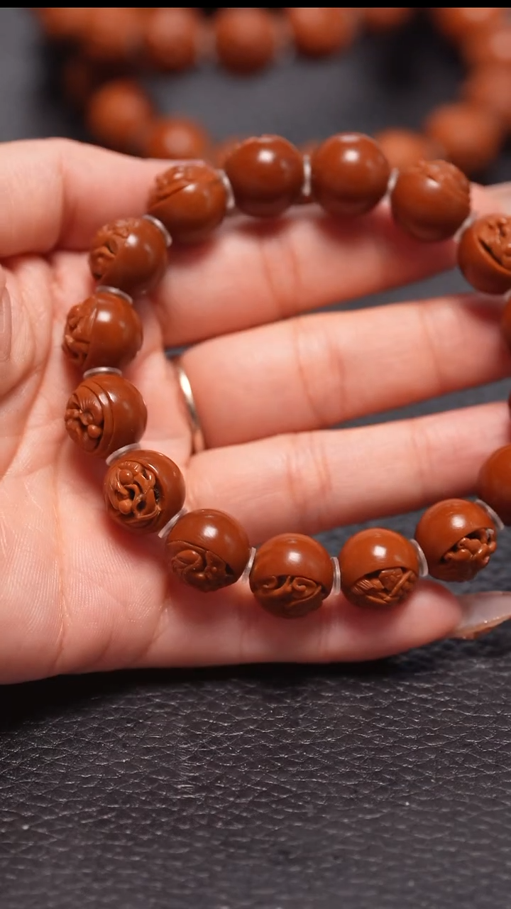 手串橄榄核1.3+/半镂空荷花无相