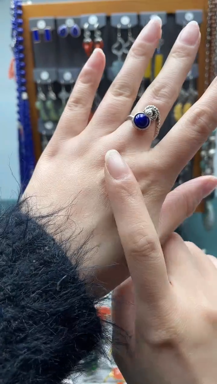 【闪购商品】青金石戒指银S925镶嵌饰品