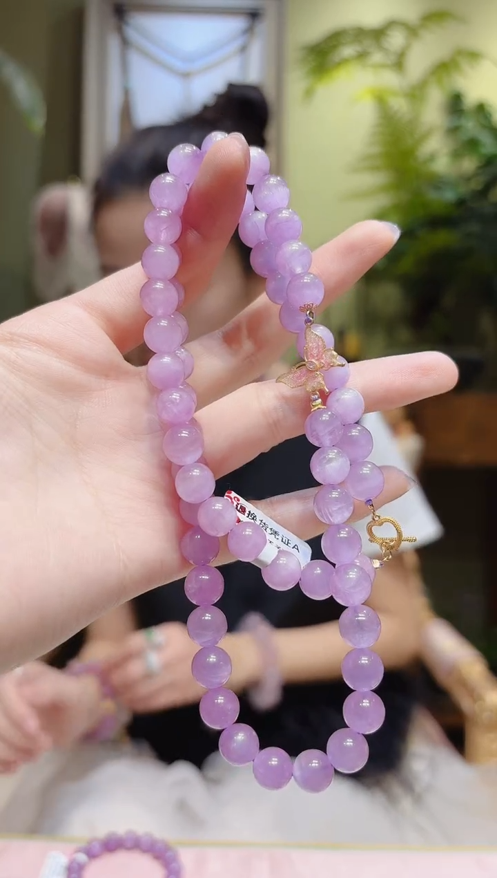 【闪购商品】锂辉石项链18K金镶嵌蝴蝶紫锂辉项链OT