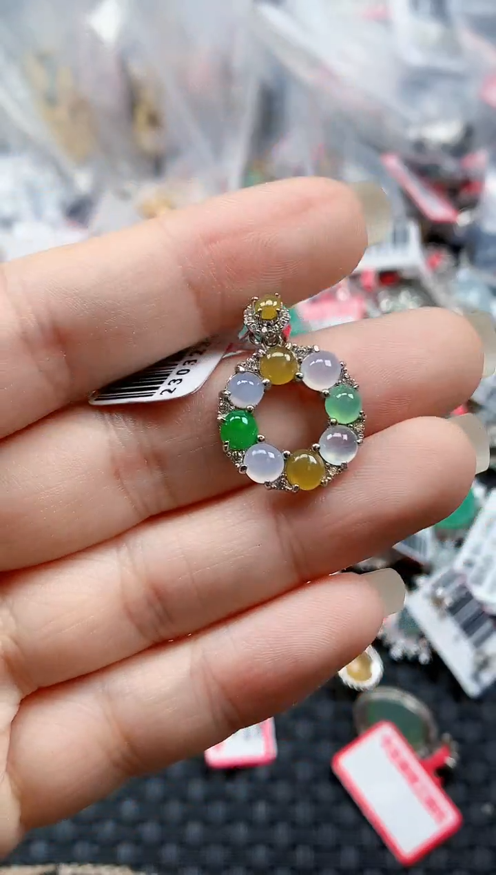 银S925镶嵌戒指翡翠天然A货缅甸翡翠