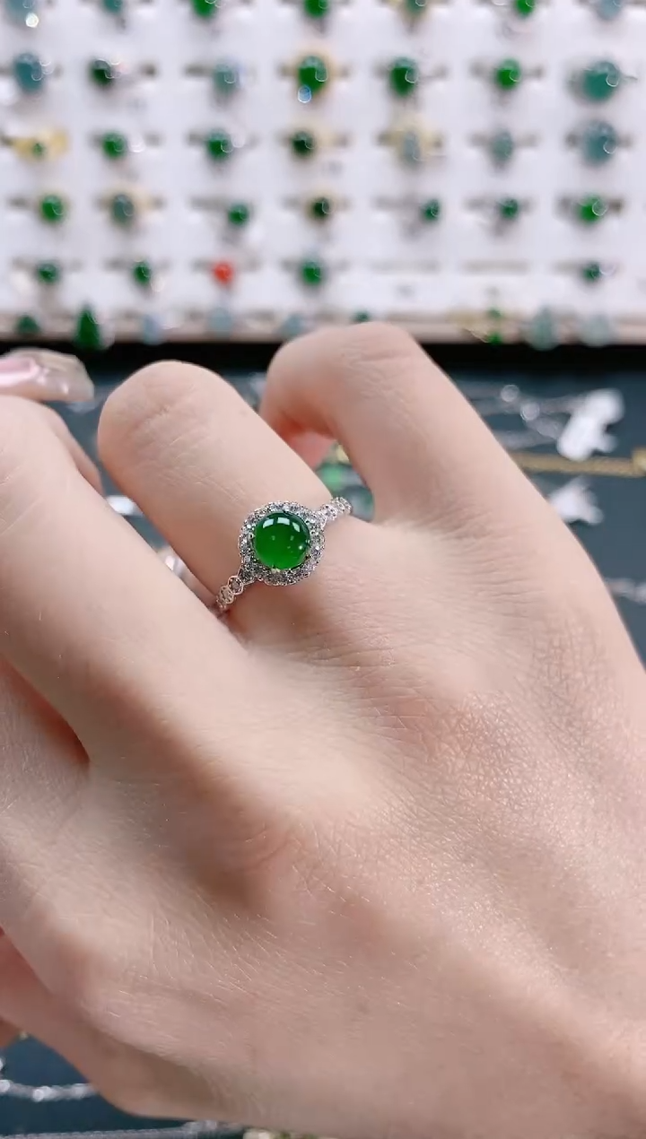 【闪购商品】翡翠戒指银S925镶嵌天然翡翠