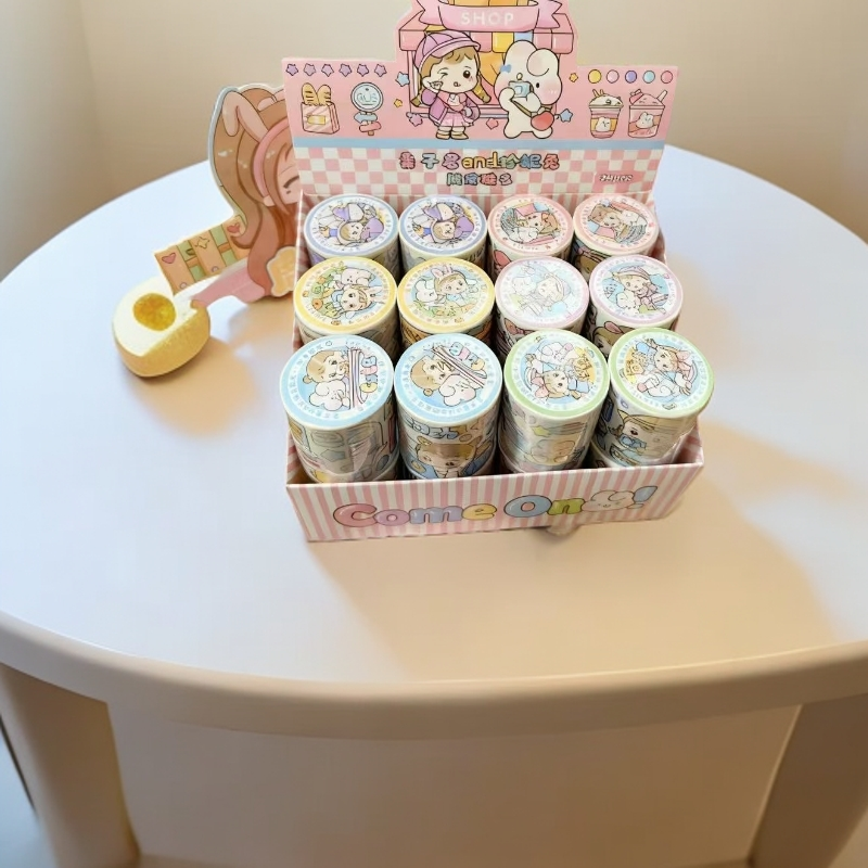栗子君and珍妮兔手帐胶带和纸可爱风适合diy素材装饰用于手帐创作
