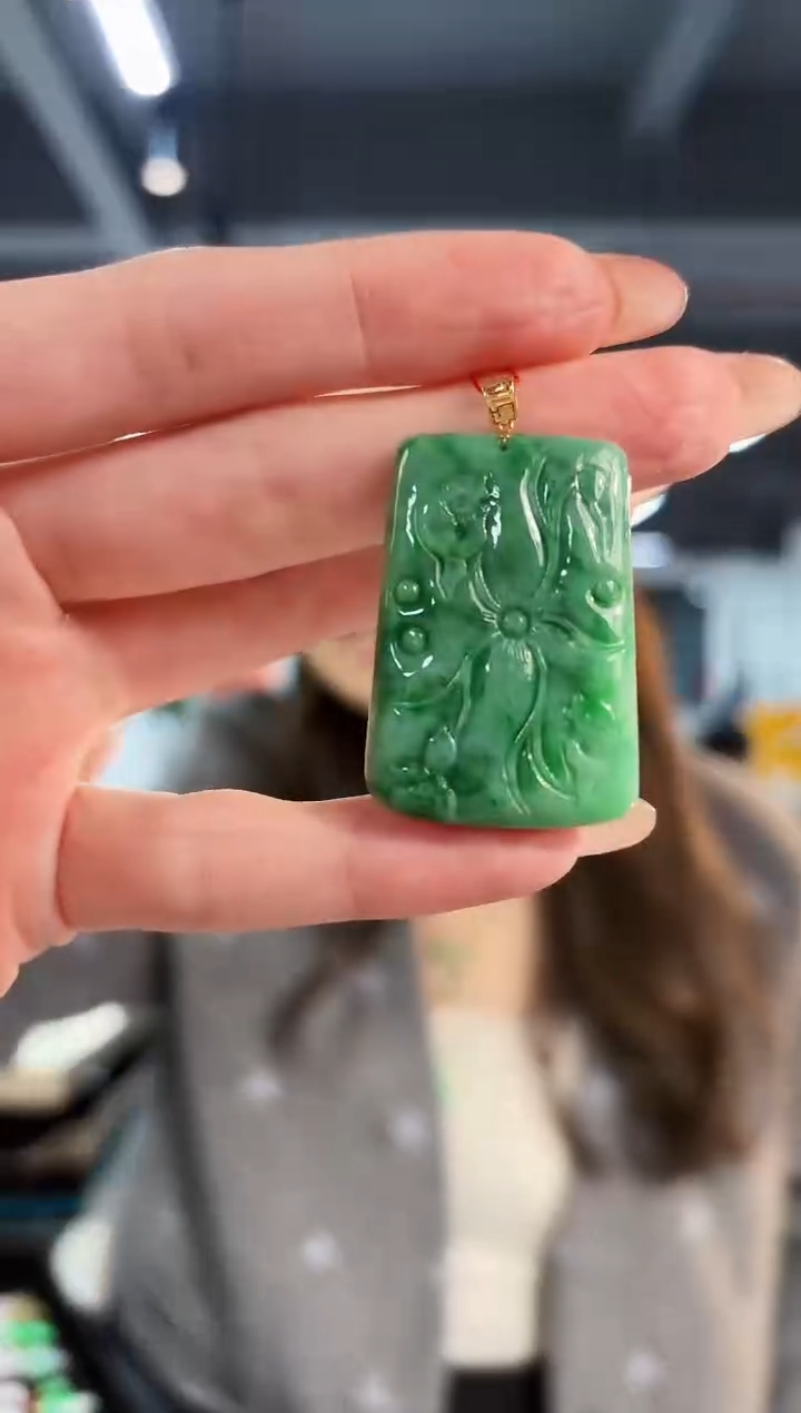 【闪购商品】翡翠颈饰18K金镶嵌缅料A货/支持复检/一件