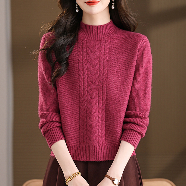 2025秋冬爆款新款时尚洋气百搭打底衫女装内搭毛衣上衣圆领长袖