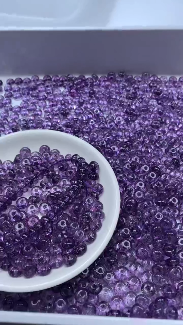 颈饰未镶嵌水晶W1787-乌拉圭紫色碧玺算盘8*4mm*15颗