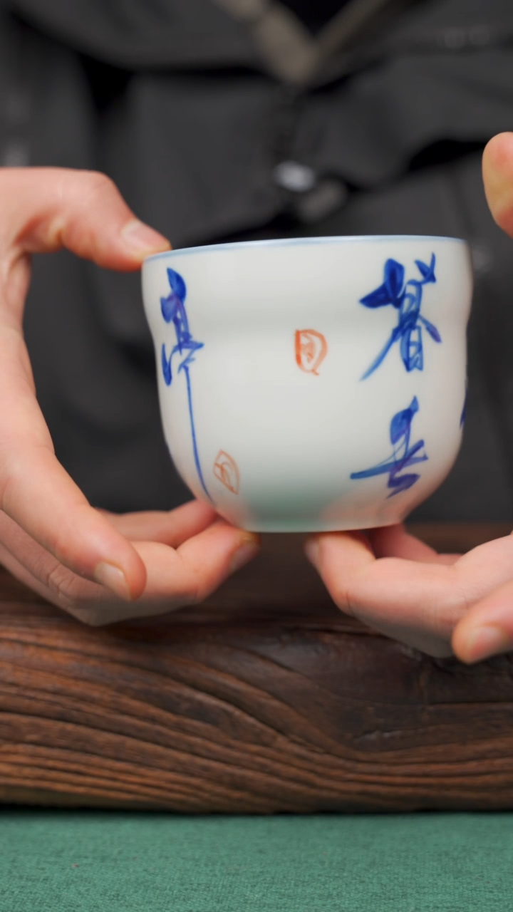 【闪购商品】瓷片48景德镇杯釉下手工手绘瓷器
