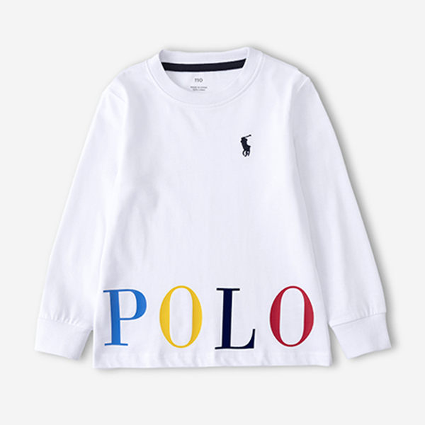 童装秋季儿童小马彩色大字纯棉长袖春款圆领新品T恤D115226