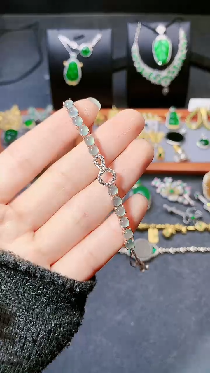 【闪购商品】翡翠手链银S925镶嵌手链