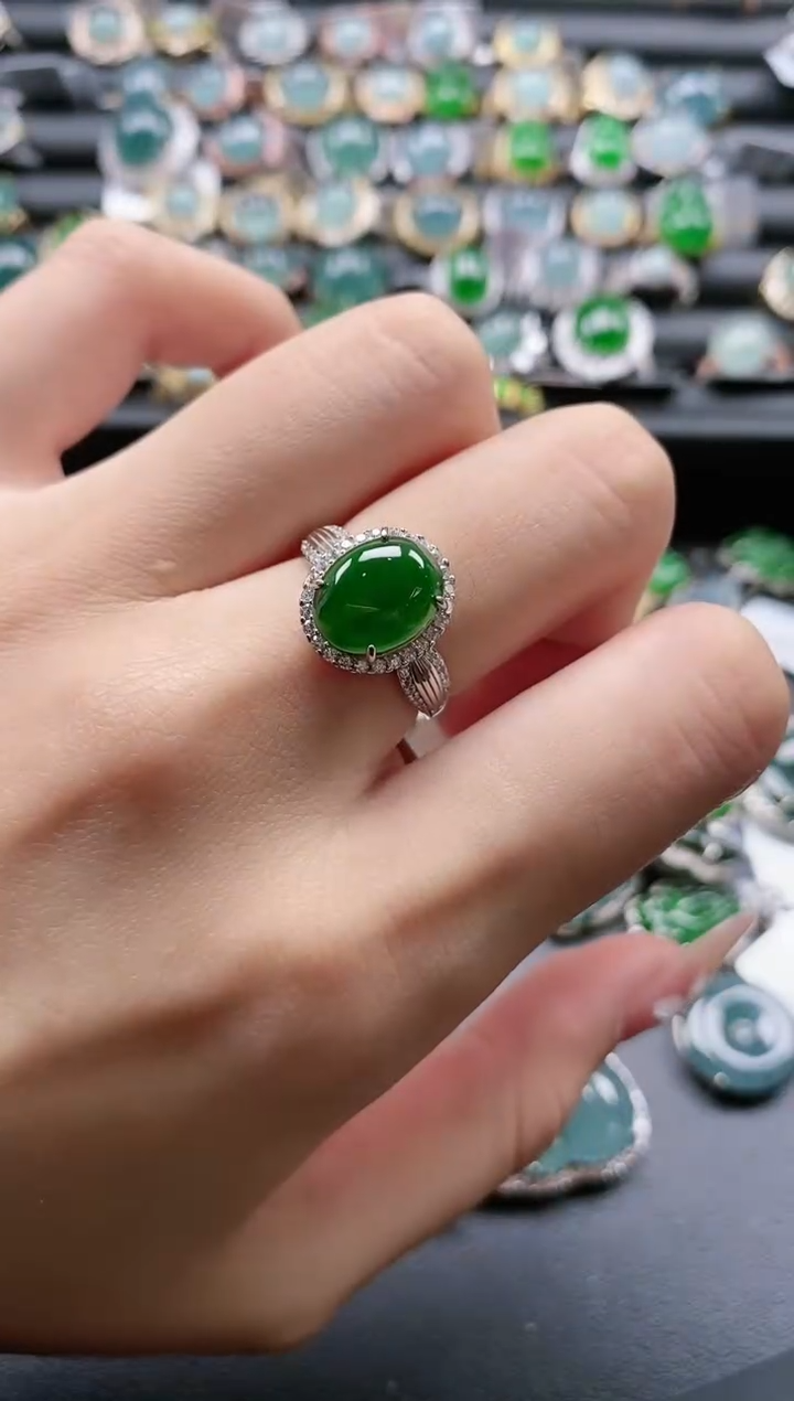 【闪购商品】翡翠戒指银S925镶嵌51511