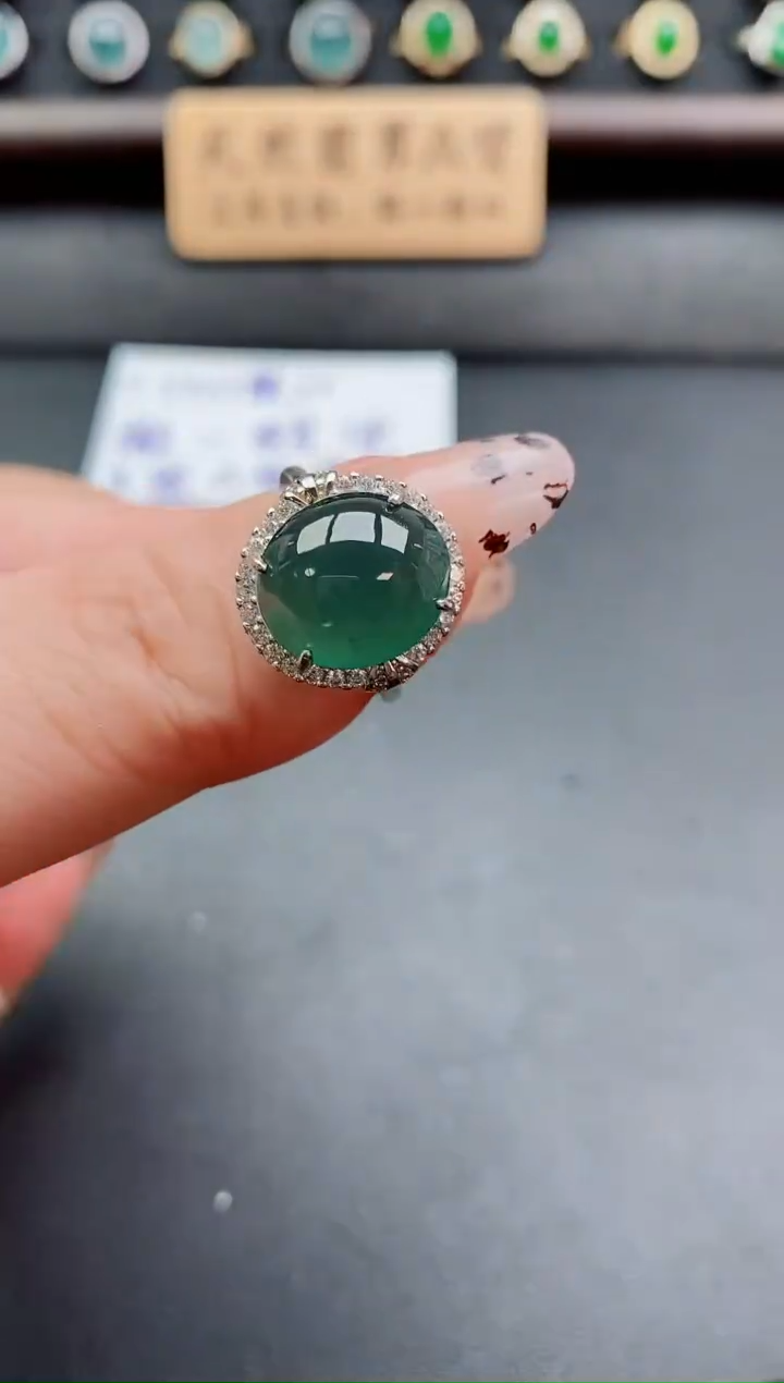 银S925镶嵌戒指翡翠1