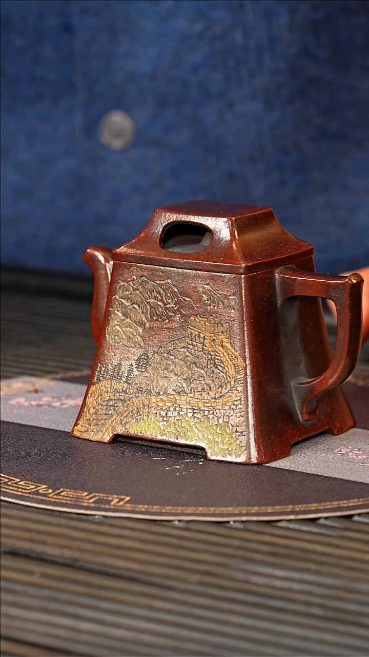 【闪购商品】紫砂茶壶PHJ 大彬传砂 牛盖四方 280cc