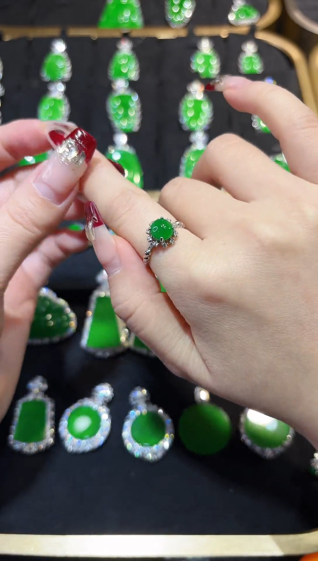 【闪购商品】翡翠戒指银S925镶嵌戒指天然A货翡翠