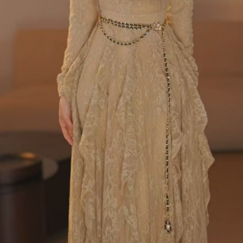 【YD:11】时尚密码 夏季新款轻奢百搭山茶花多链条细腰链-PP5226