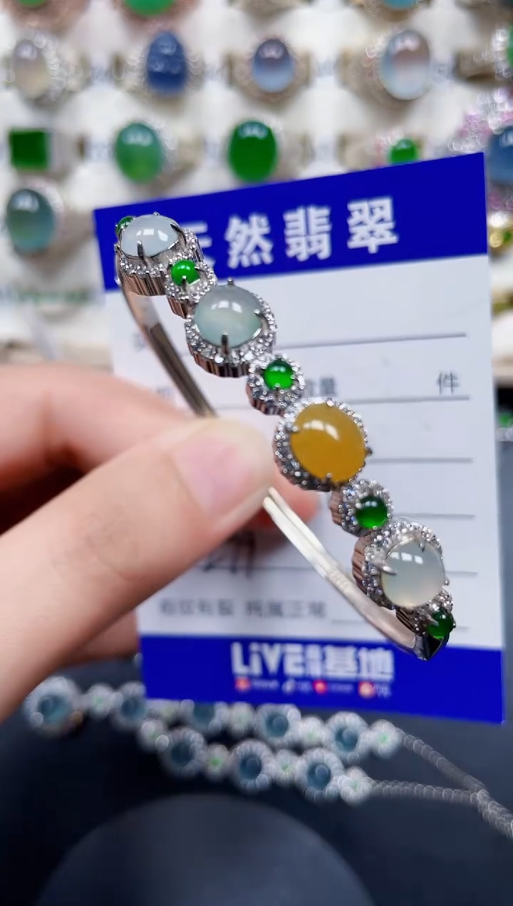 银S925镶嵌手镯翡翠299