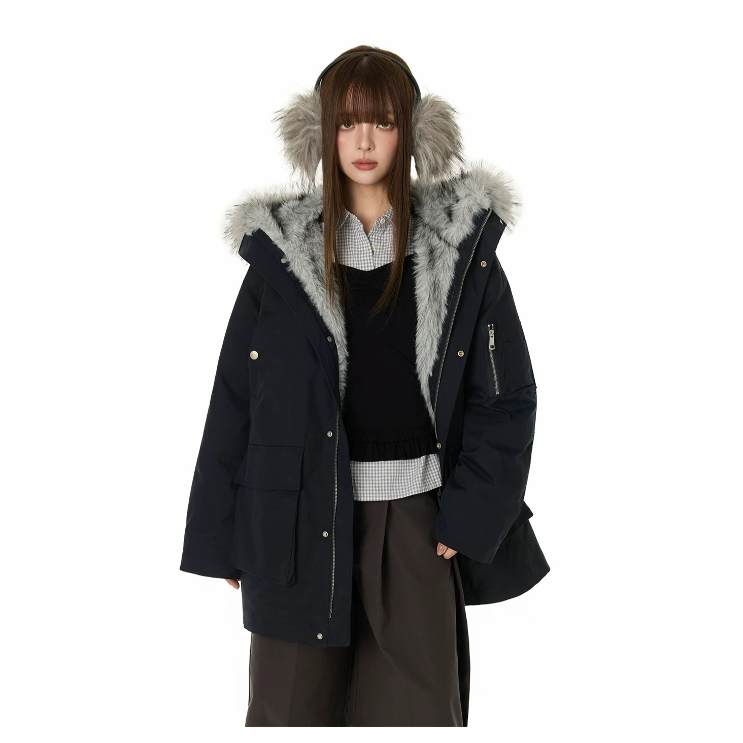 派克服女2025冬新款派克大衣可脱卸外套原创年轻款