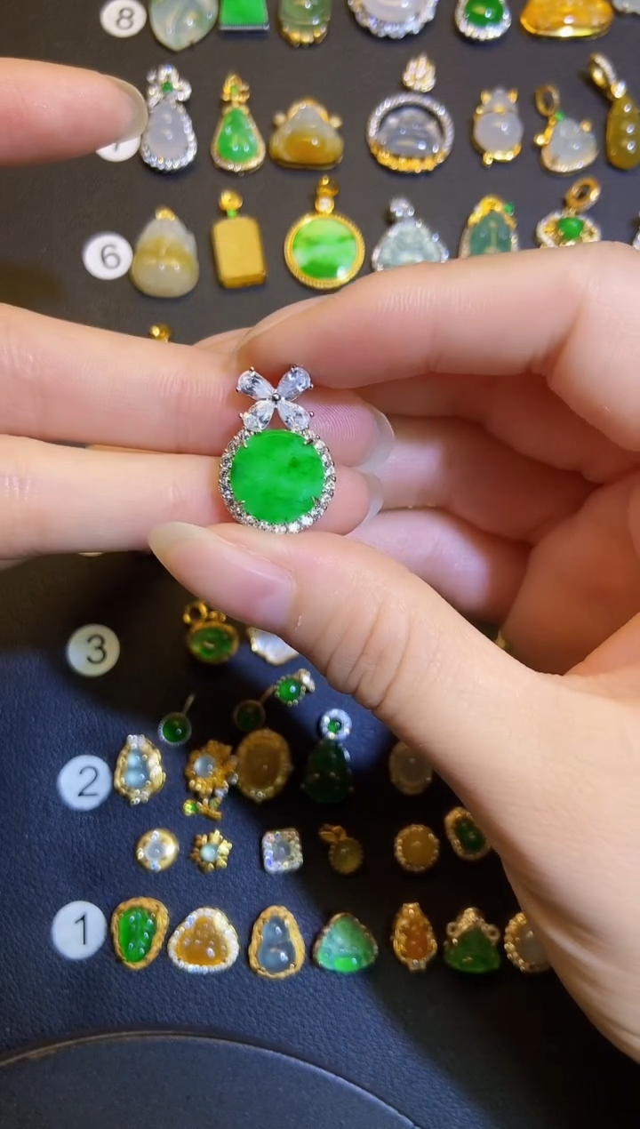 吊坠(不含链)银S925镶嵌翡翠1