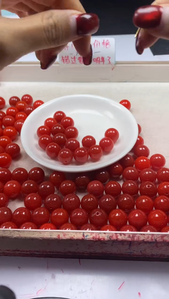 【闪购商品】南红玛瑙颈饰未镶嵌w71锦红南红14mm*3颗