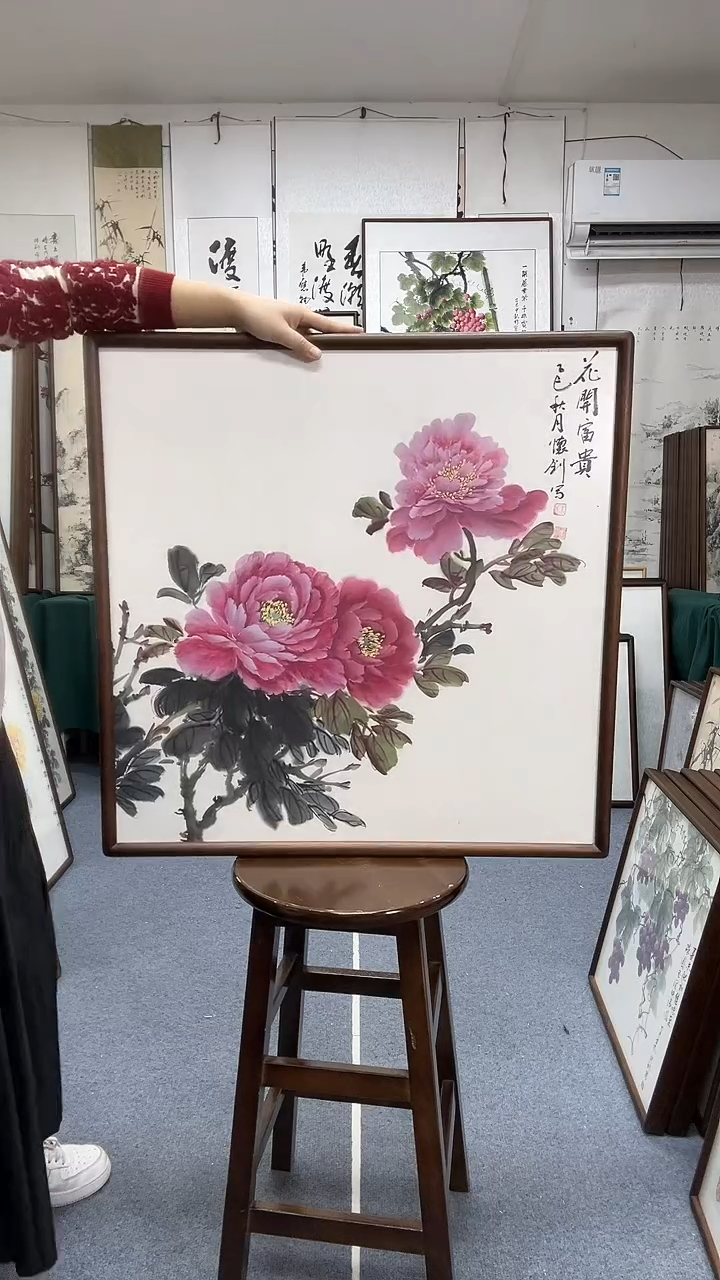 国画尺寸70*70实木画框京东包邮手绘