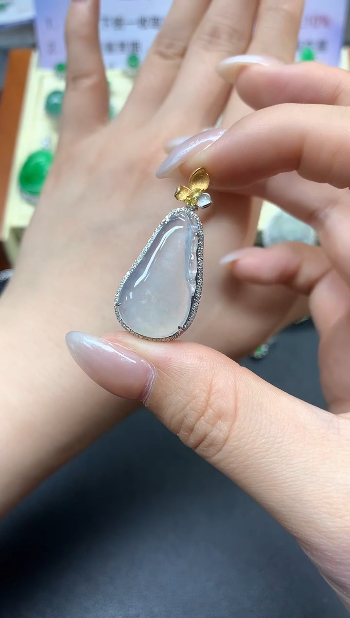 【闪购商品】翡翠吊坠(不含链)18K金镶嵌吊坠|3550+355