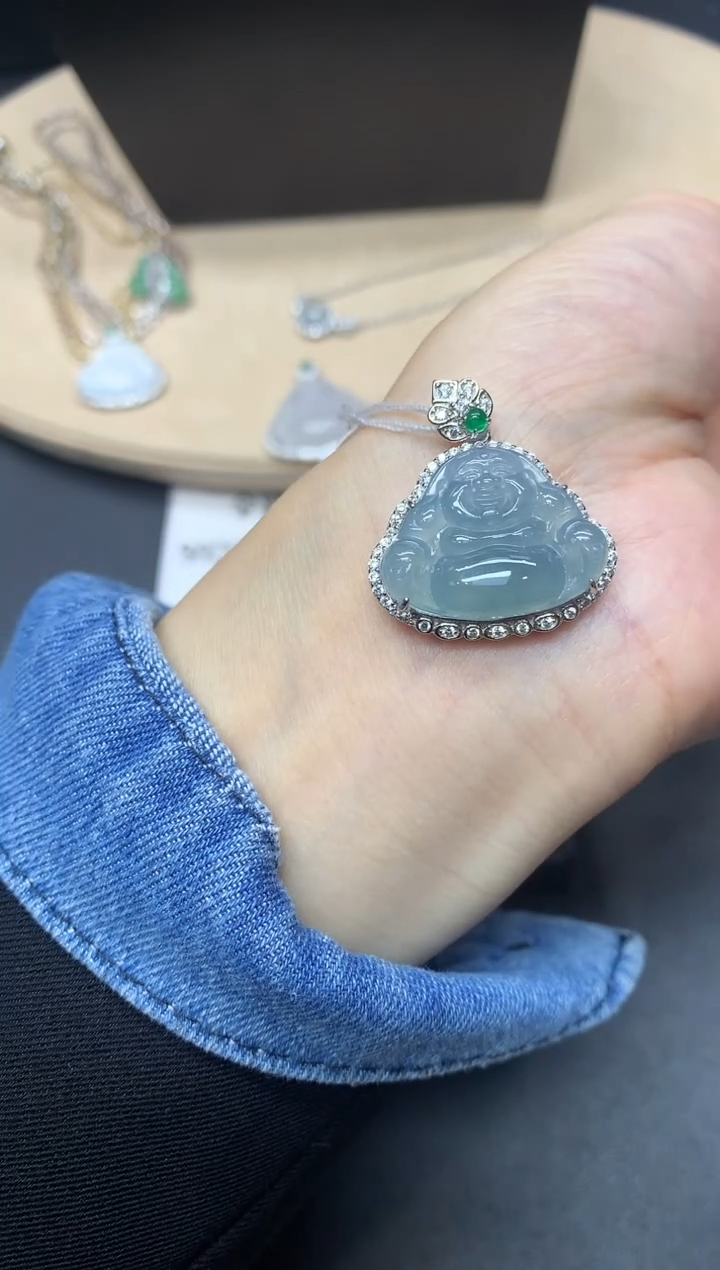 【闪购商品】翡翠吊坠(不含链)银S925镶嵌佛公【多样性发其一】