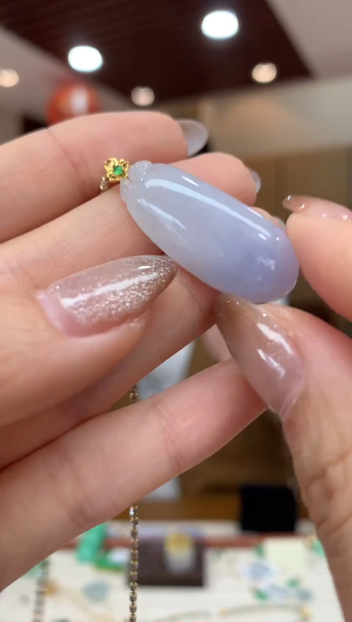 吊坠(不含链)18K金镶嵌翡翠福瓜