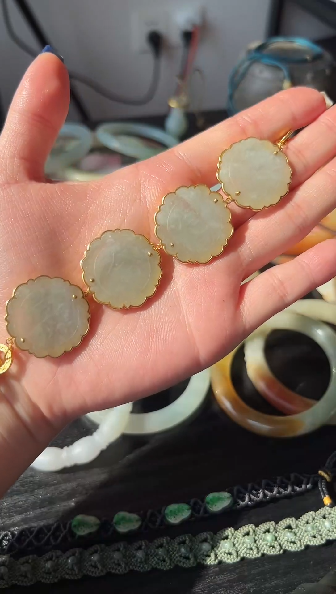 【闪购商品】翡翠手链银S925镶嵌翡翠老龙潭手牌手链