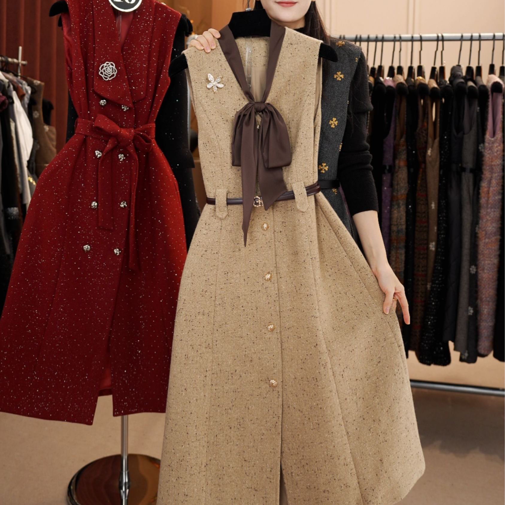 【宠粉价】赫本风轻奢美拉德气质无袖设计连衣裙NH-WX293