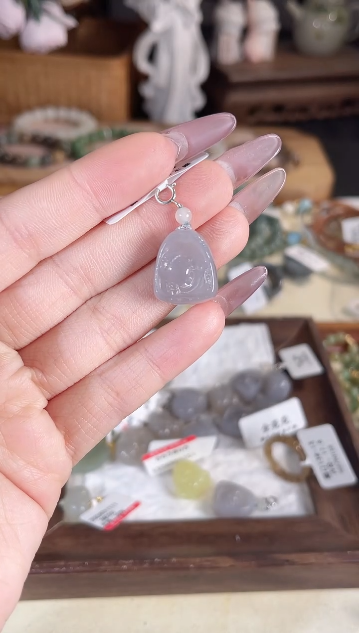 吊坠(不含链)银S925镶嵌和田玉多样性发其一孤品默认微瑕