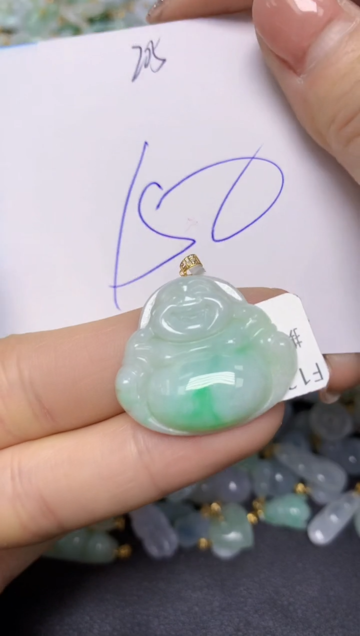 【闪购商品】翡翠挂件18K金镶嵌 天然翡翠A货