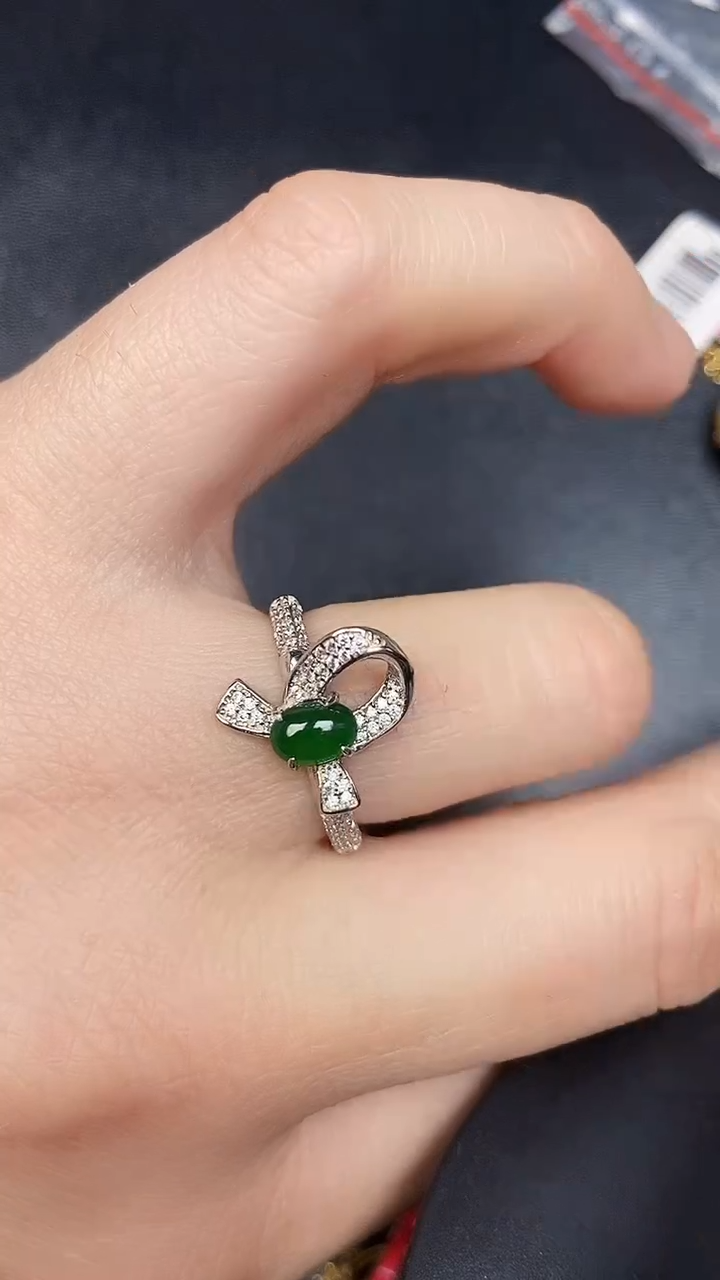 银S925镶嵌戒指翡翠3020