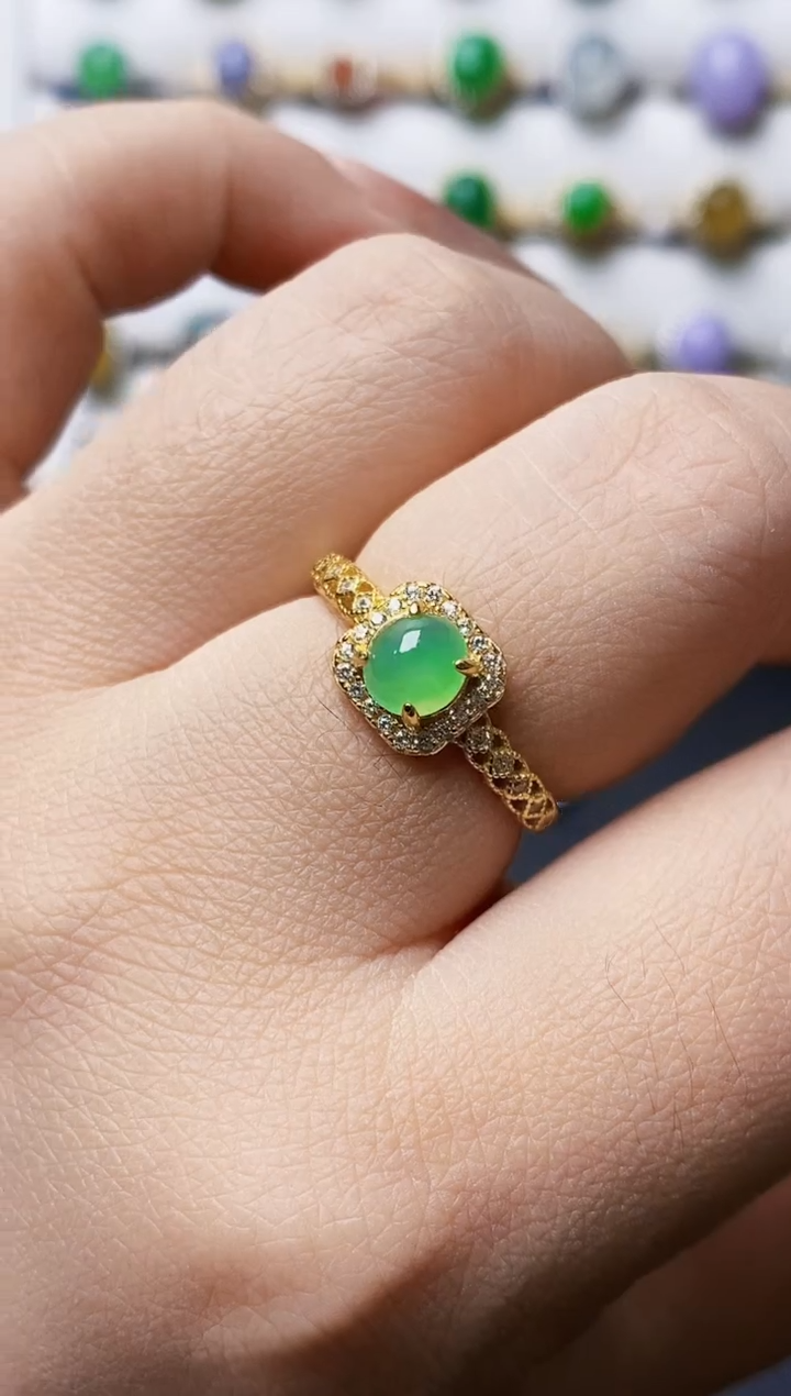 银S925镶嵌戒指翡翠0343