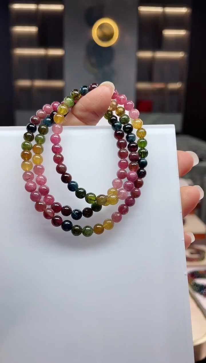 未镶嵌老矿碧玺三圈手串5mm+碧玺（多样性发一条）Q