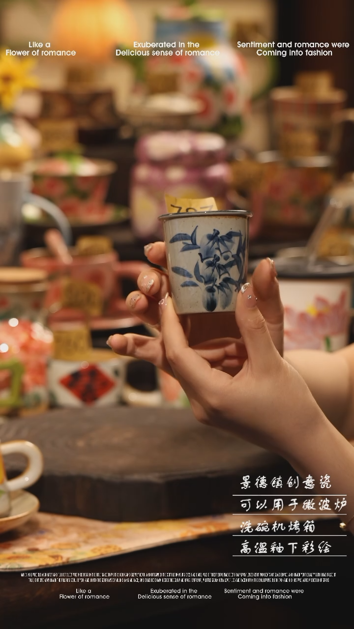 陶瓷787景德镇高温釉下彩绘设计师款式