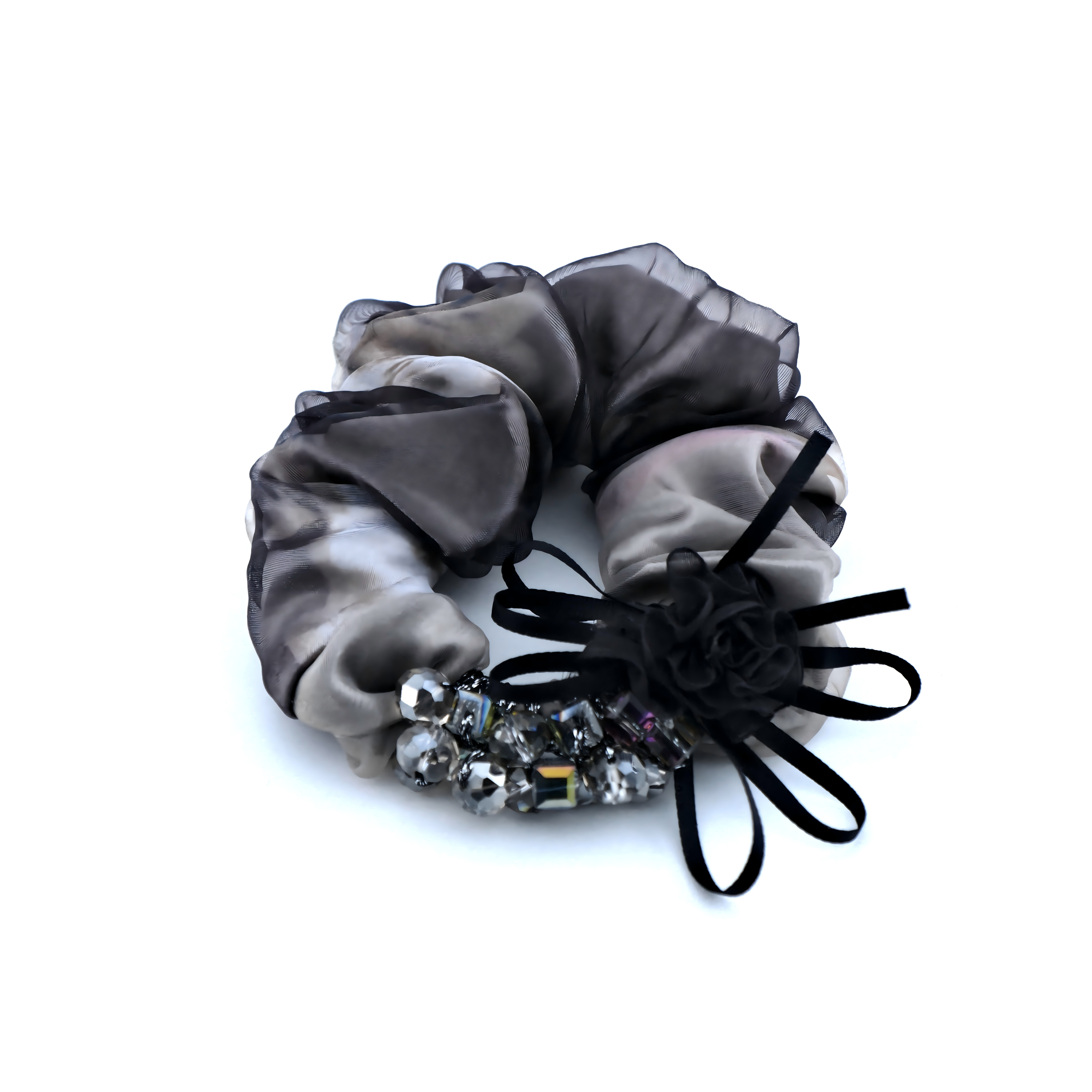 FQ083发圈复古宫廷水晶欧根纱奢华头饰高弹力扎头发