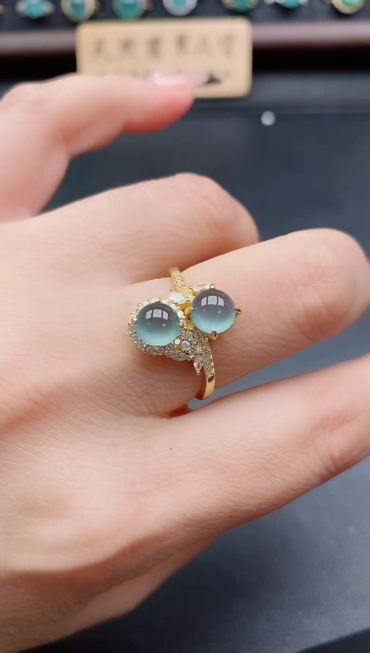 银S925镶嵌戒指翡翠1