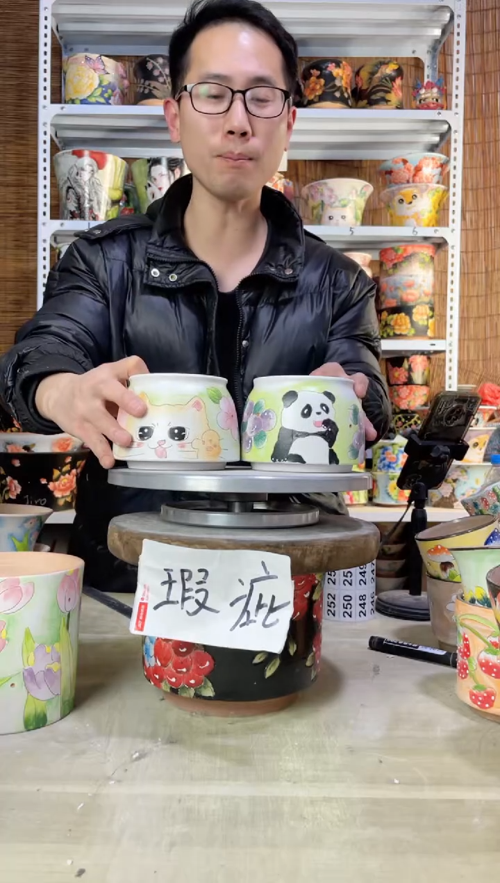 【闪购商品】摆件236陶花岛多肉陶瓷花盆罐——微瑕